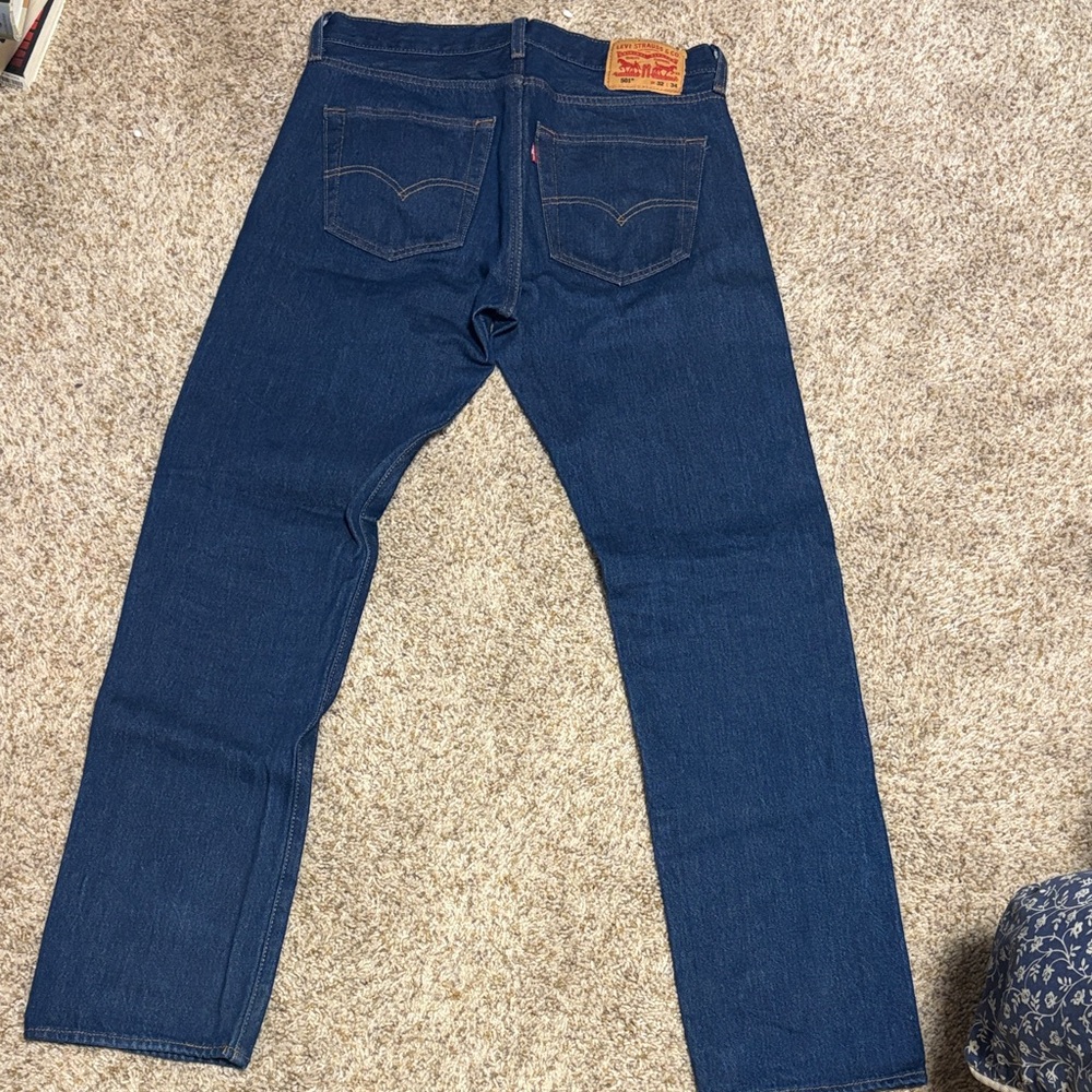 Levi's Dark Blue Men's Straight Jeans with Signature Patch